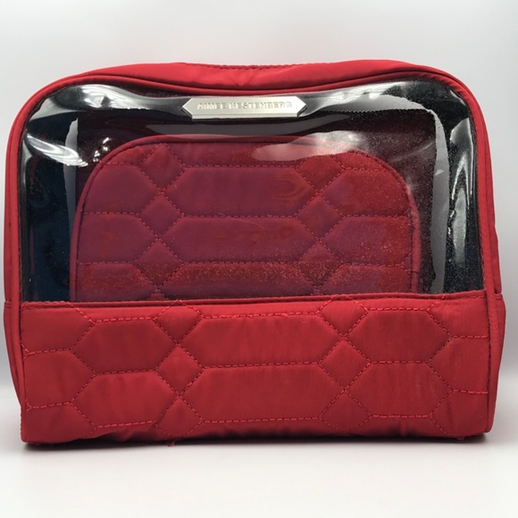 NWOT Aimee Kestenberg 3 Piece Red Travel Cosmetics/Hygiene Products Travel Set - Picture 4 of 12